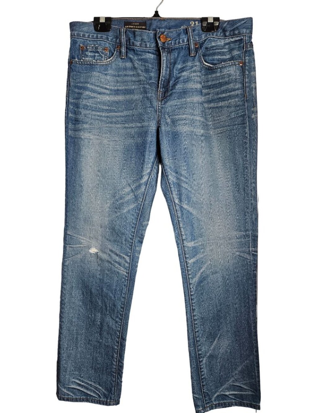 J.Crew Women's Slim Broken In Boyfriend Jeans Size 31 Lightly Distressed Whisker